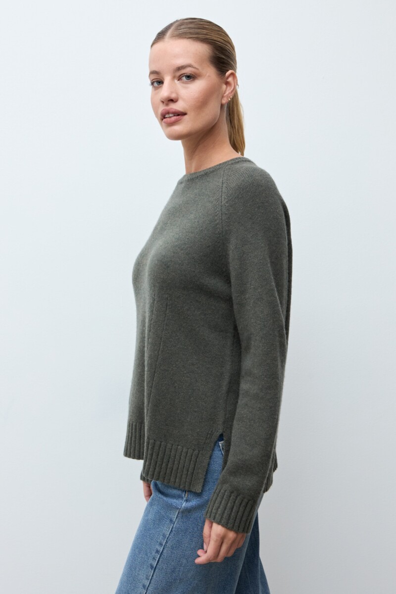 Sweater Porto cashmere blend verde oliva melange