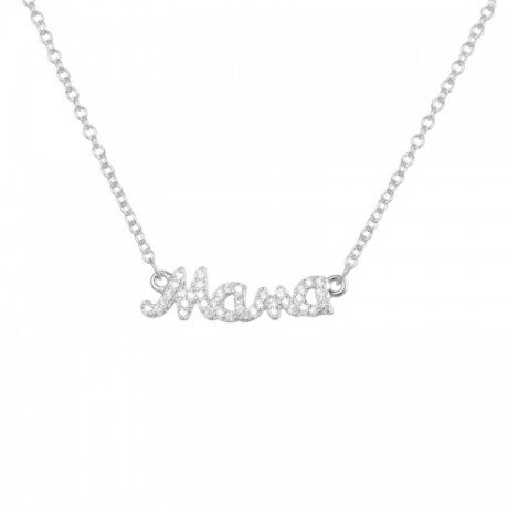 Conjunto de colgante y dije de plata 925 con circonias, MAMÁ Conjunto de colgante y dije de plata 925 con circonias, MAMÁ