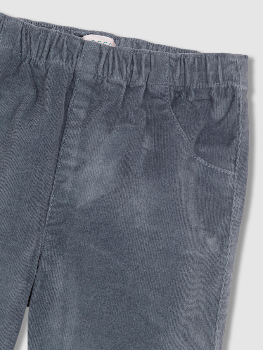 Pantalon De Pana Con Cinturilla Elastica Gris Azulado