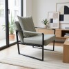 Sillón Poltrona Individual en Eco Cuero y metal Gris Claro