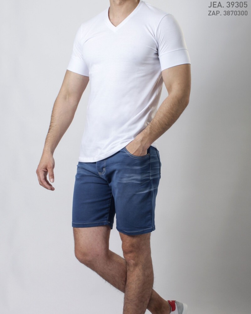 Remera Escote V Con Puño BLANCO