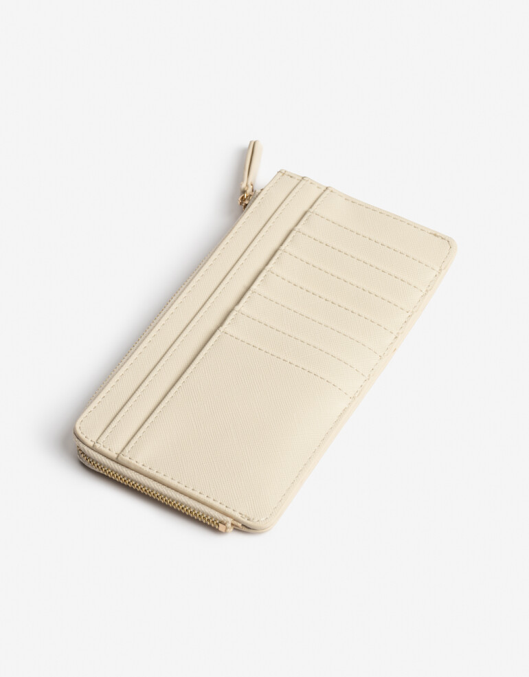 Ficheros Billetera Fichero Rectangular Con Cierre - Blanco Crudo