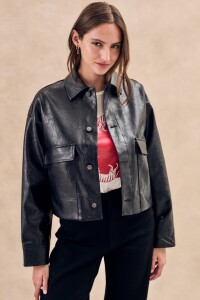 Campera Cuero Vegano Negro