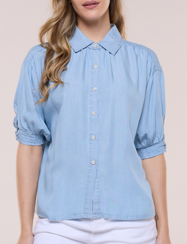 Camisa Mangas Abullonadas Y Detalle Smock JEAN CLARO