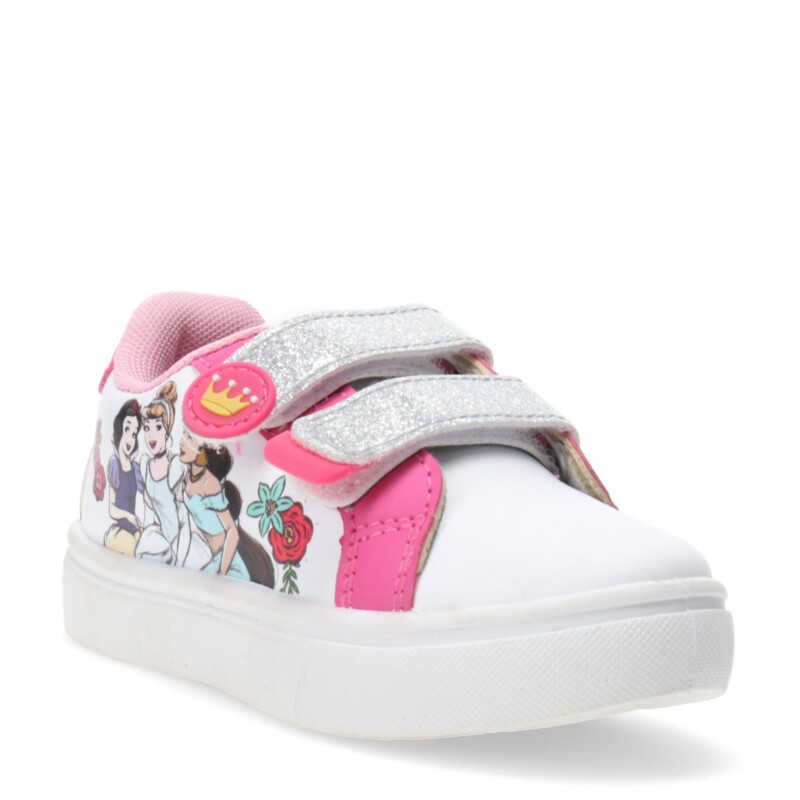 Championes Infantiles Disney Princesa c/Velcros Blanco - Rosado - Plateado