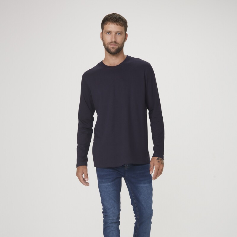 CAMISETA ML MASC AZUL ESCURO