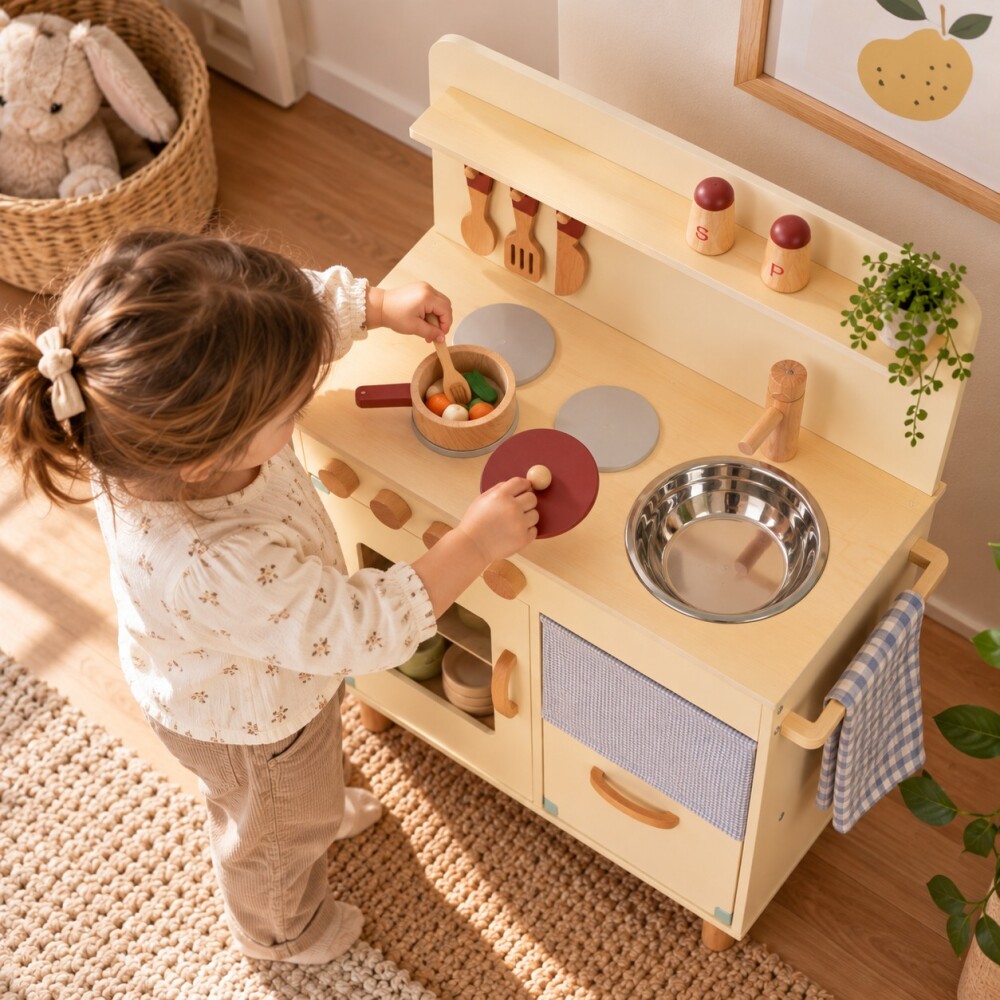 Cocina de madera infantil beige TOOKY TOYS Cocina de madera infantil beige TOOKY TOYS