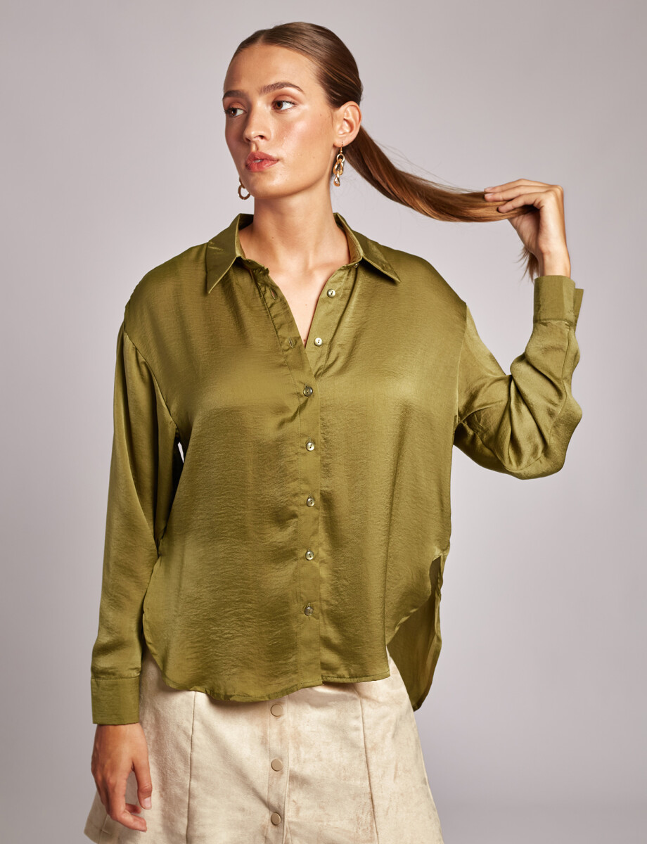 Camisa saten oliva