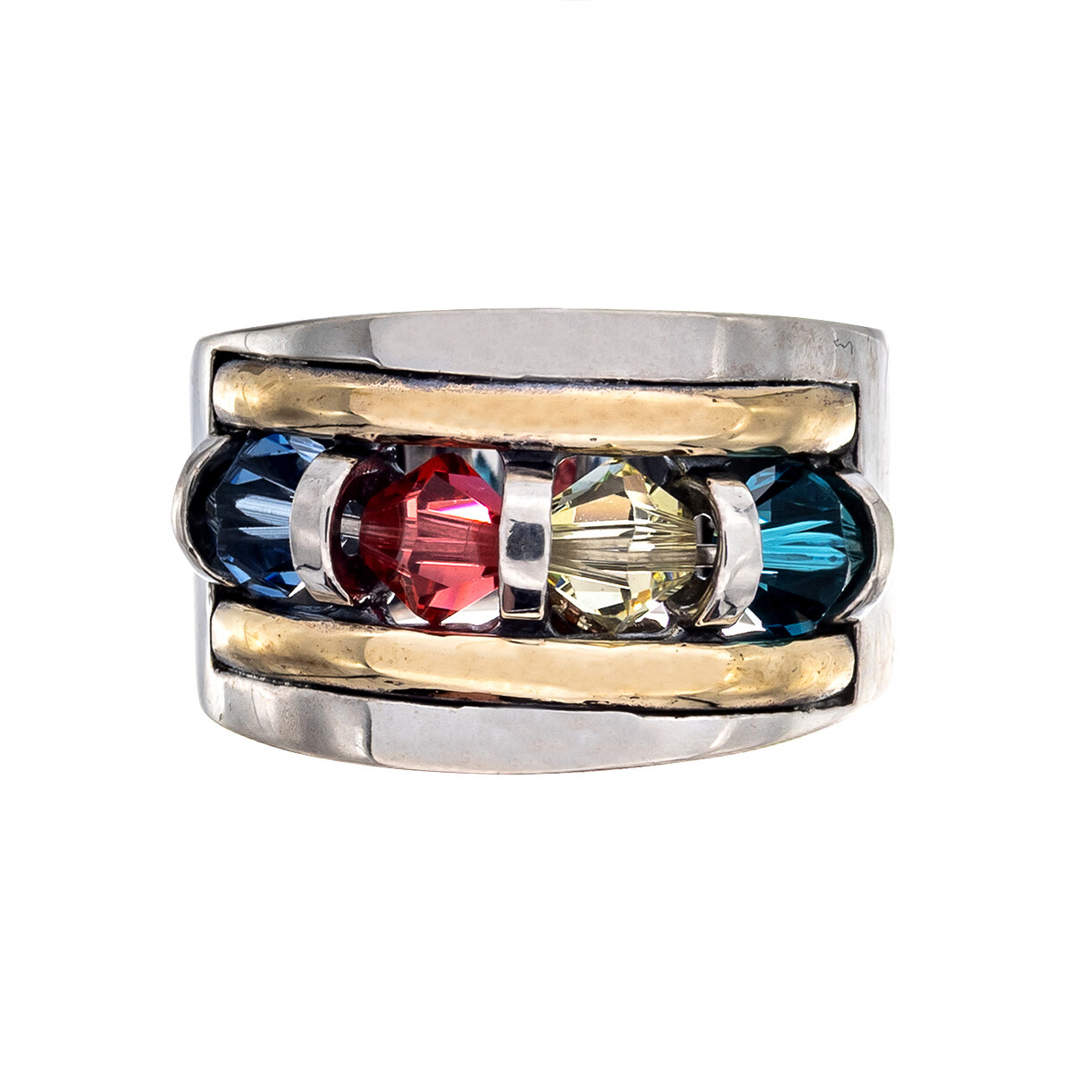 Anillo de plata 925, double con circonias 