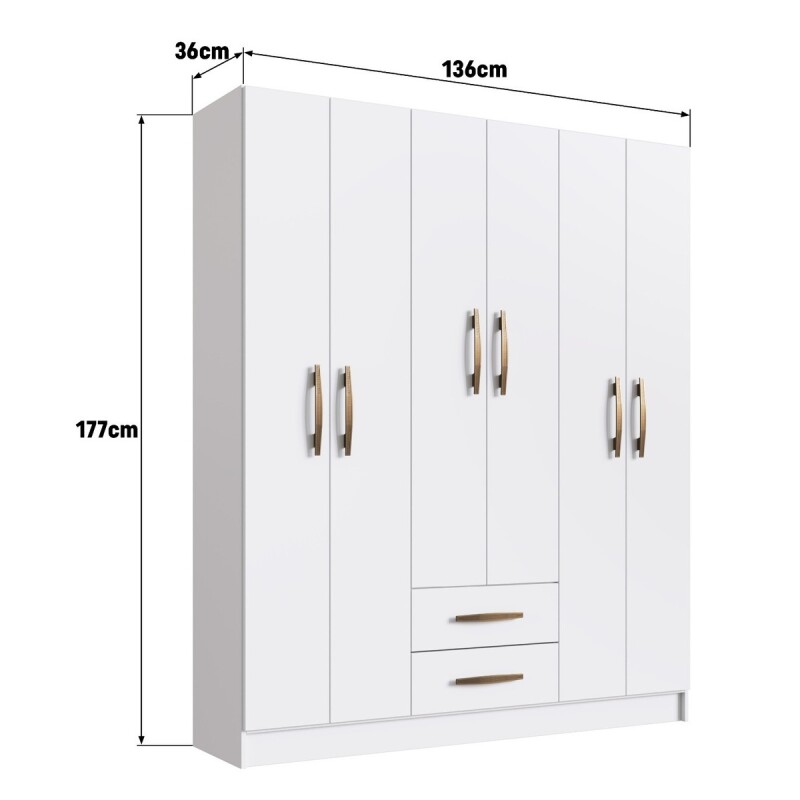 Armario Ropero Mac Mdp 6 Puertas 2 Cajones 9 Estantes Armario Ropero Mac Mdp 6 Puertas 2 Cajones 9 Estantes