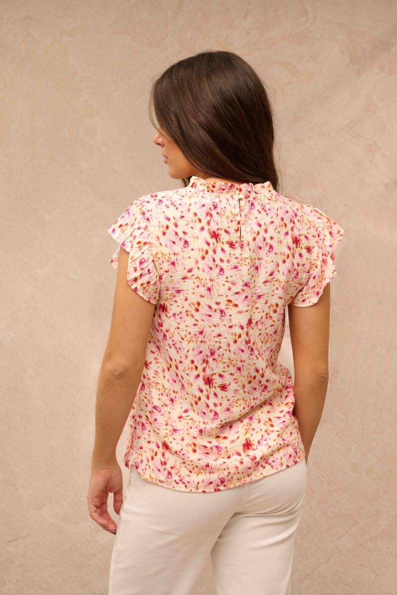 BLUSA MARIA ESTAMPADO CRUDO Y ROSA BLUSA MARIA ESTAMPADO CRUDO Y ROSA