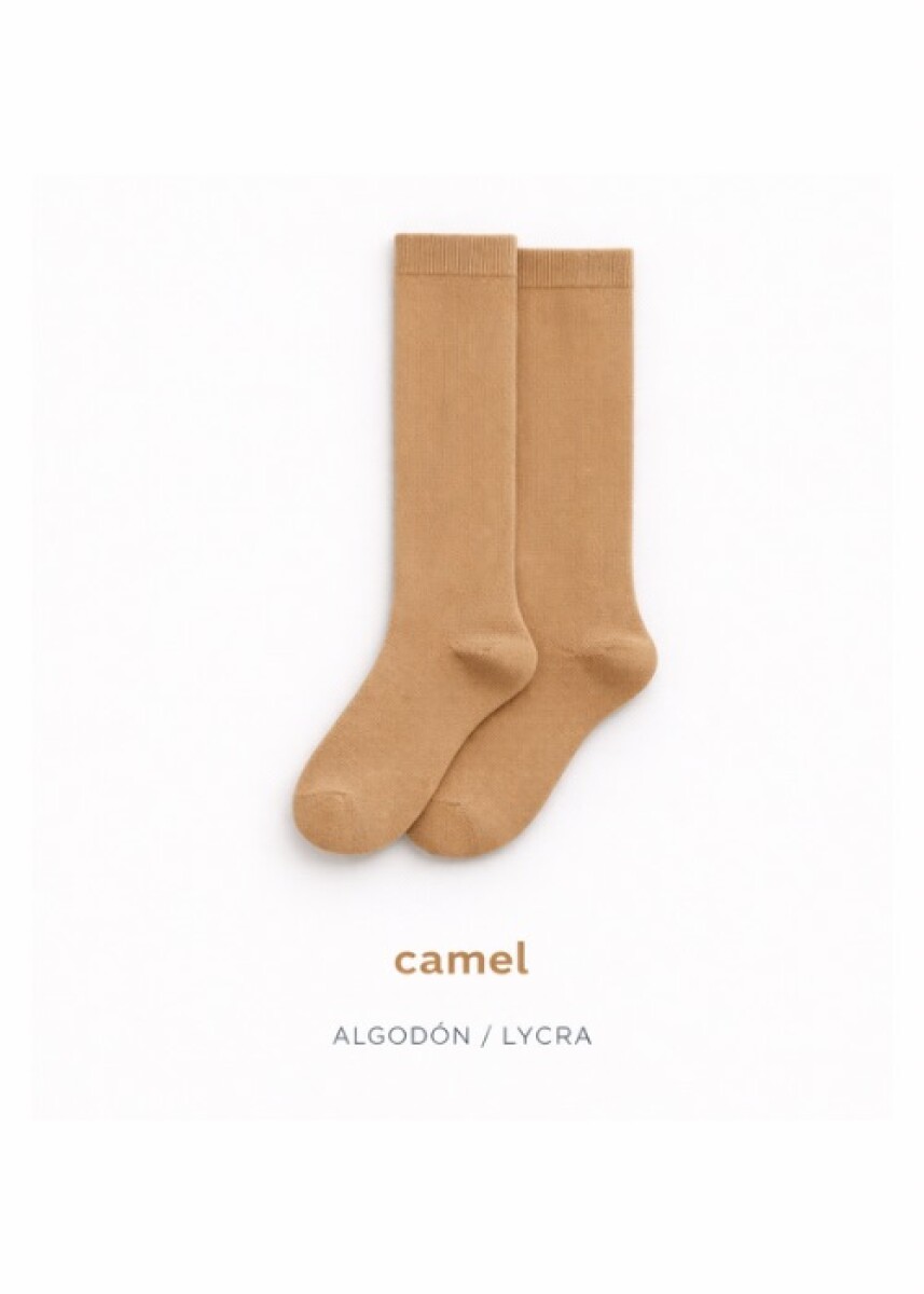 Calcetín alto liso camel - Camel 