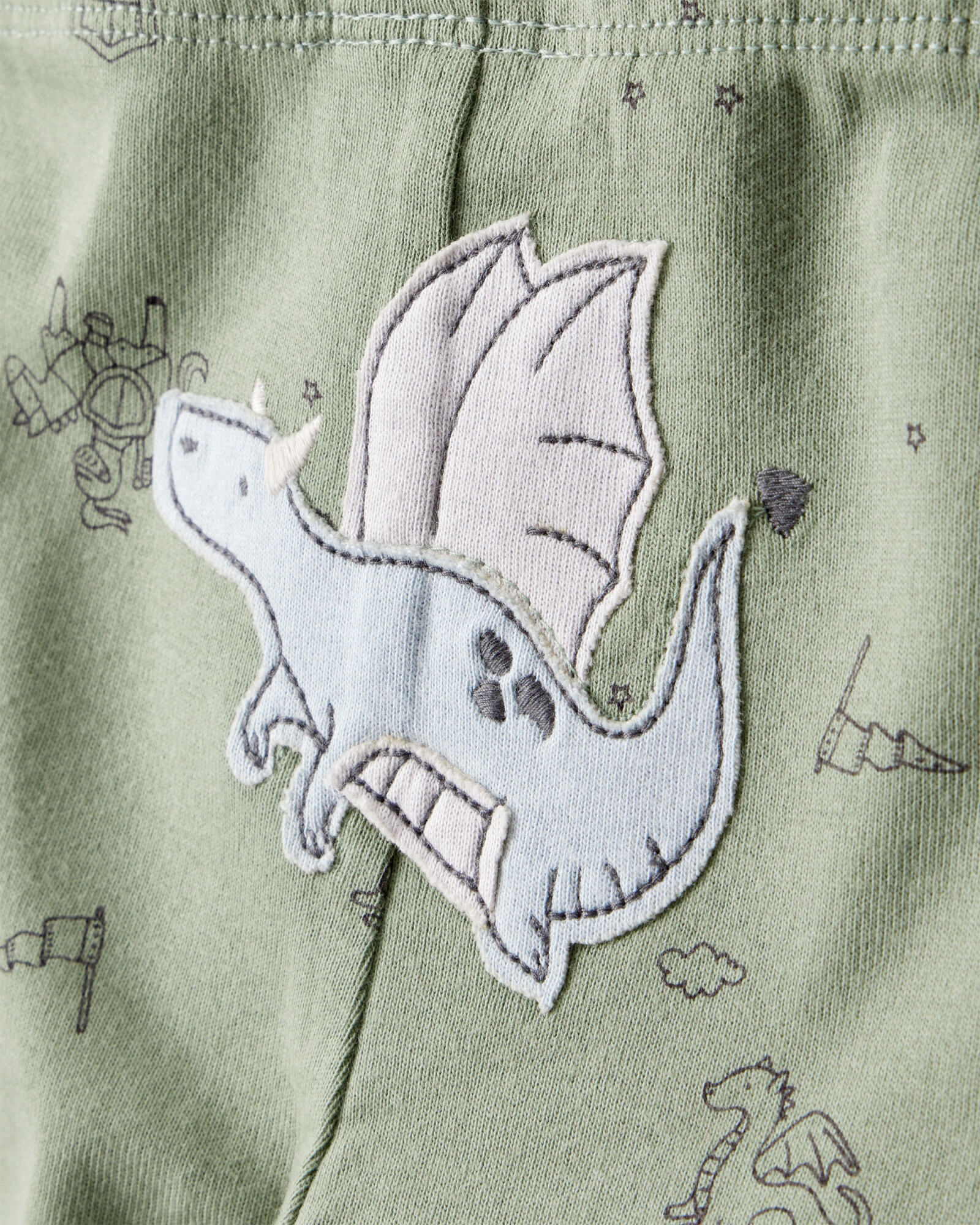 Set tres piezas de algodón, pantalón y dos bodies, diseño dragón Sin color