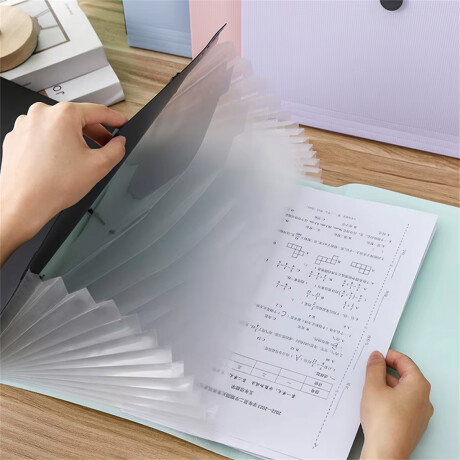 Carpeta con compartimentos y elastico colores pastel Lila