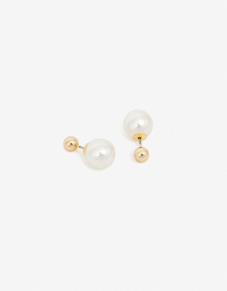 Aros Pasantes Perlas Aros Pasantes Metal Y Perla - Dorado