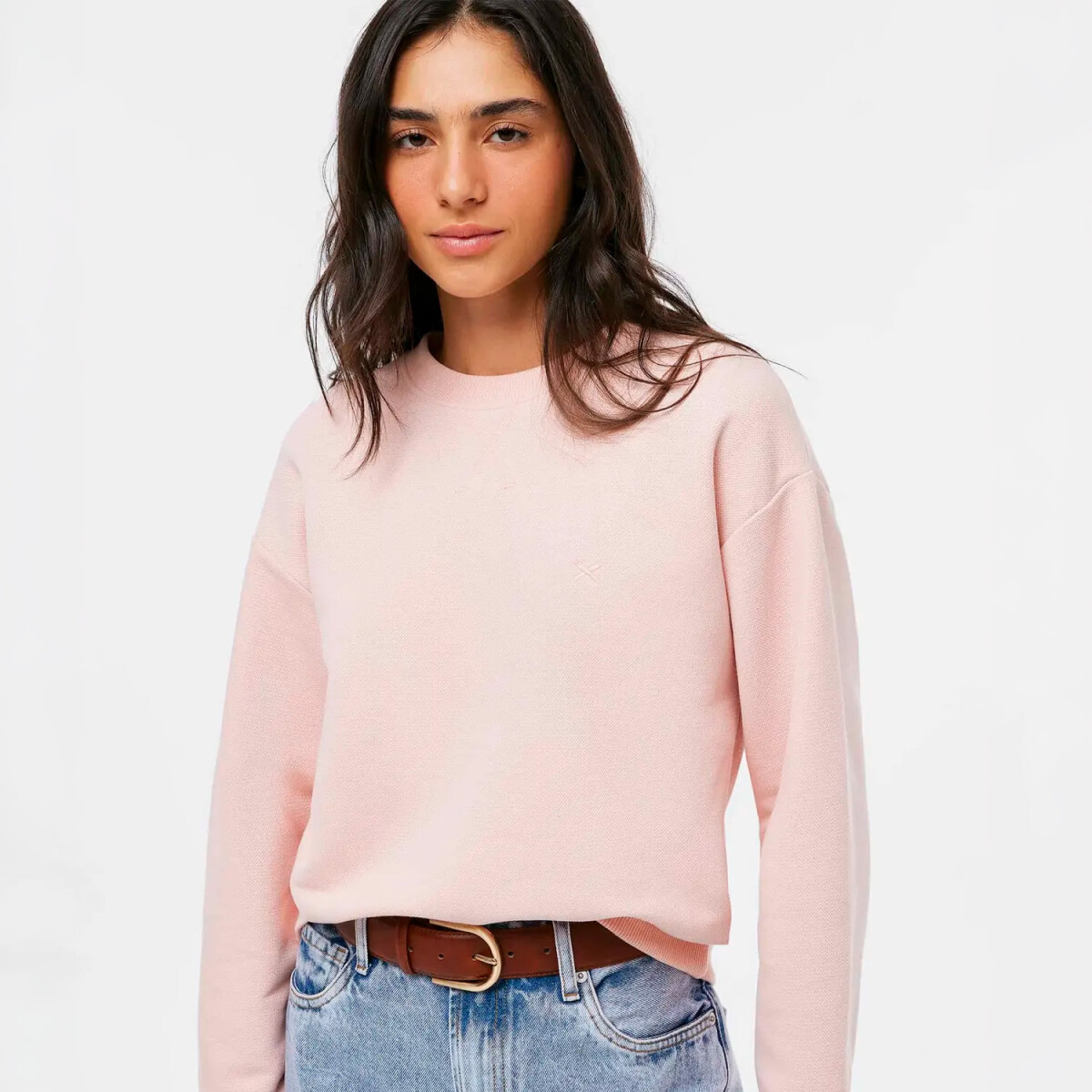 BLUSA DE PUNTO PIQUÉ BORDADA - ROSADO 