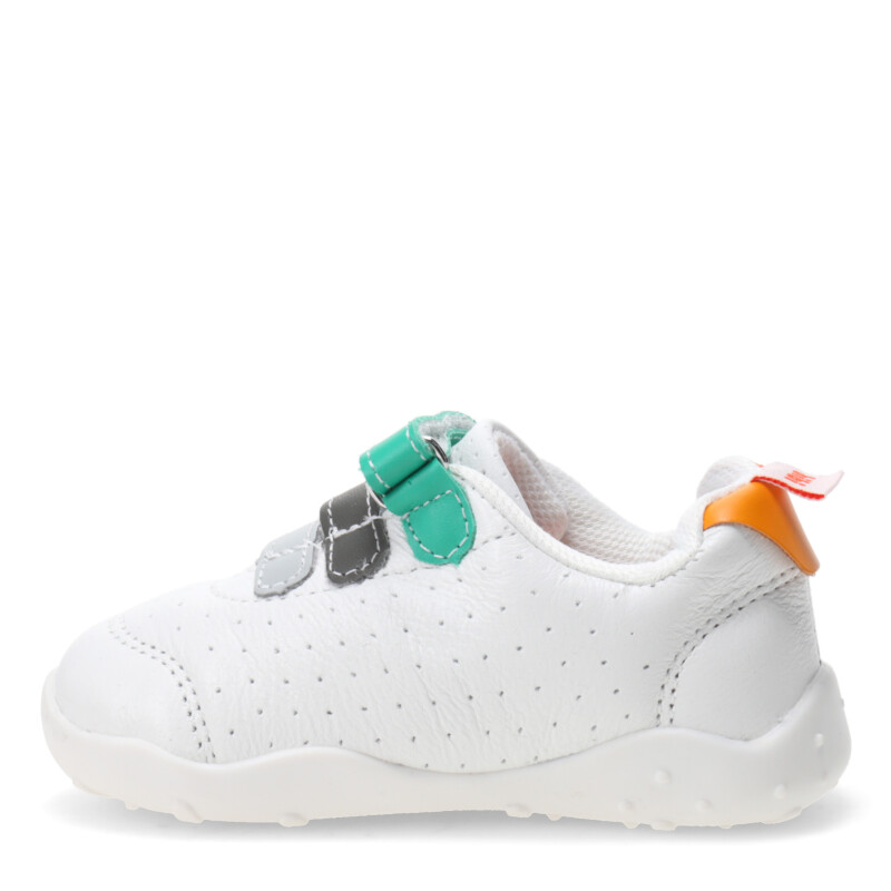 Championes de Niños Bibi Fisioflex c/Velcro Blanco - Gris - Verde