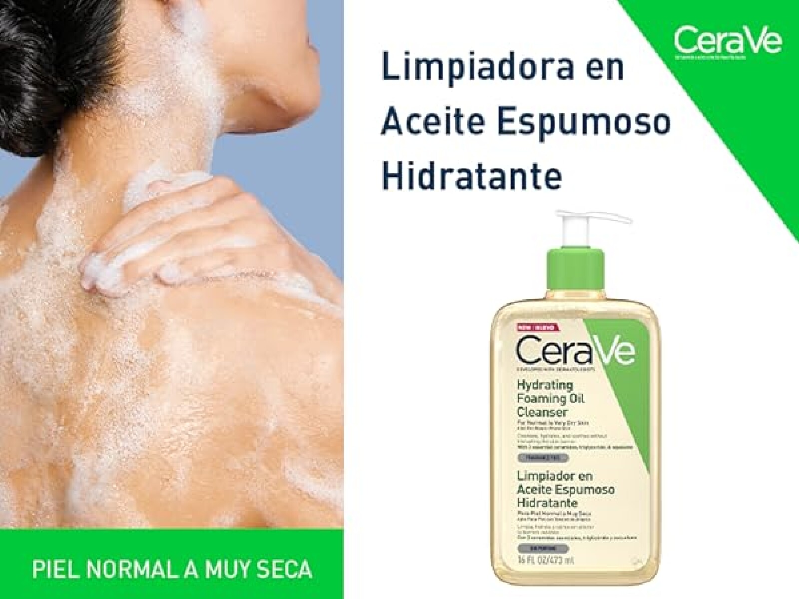 CeraVe Limpiador Aceite De Ducha Piel Normal A Seca 473ml 