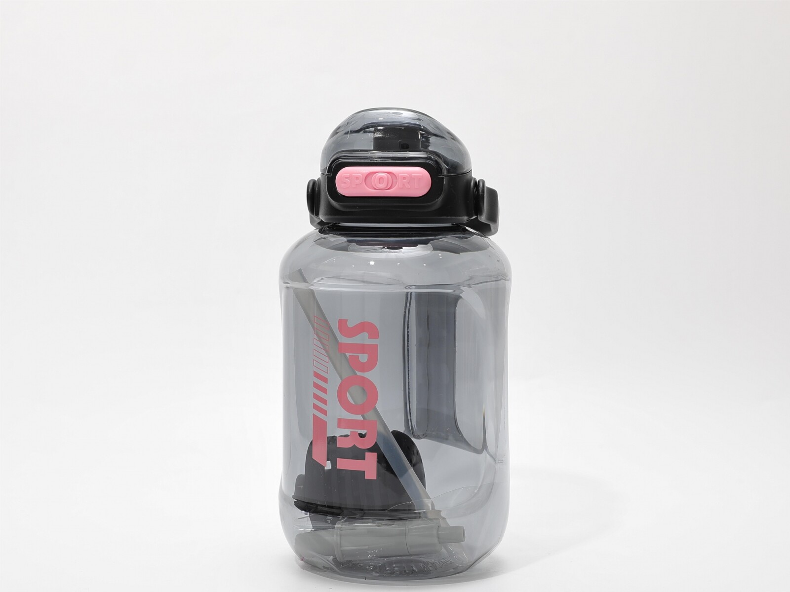 BOTELLA DE AGUA DEPORTIVA PORTÁTIL CON PAJA (1600 ML/NEGRO) 