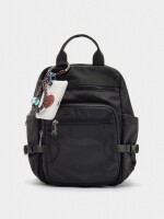 Mochila De Nylon Con Colgante negro