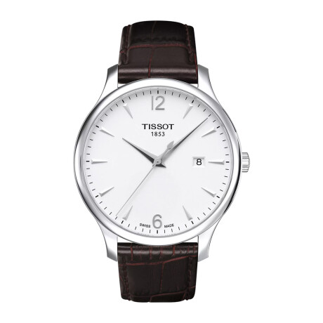 Reloj Tissot Tradition con esfera blanca y correa de cuero marrón Reloj Tissot Tradition con esfera blanca y correa de cuero marrón