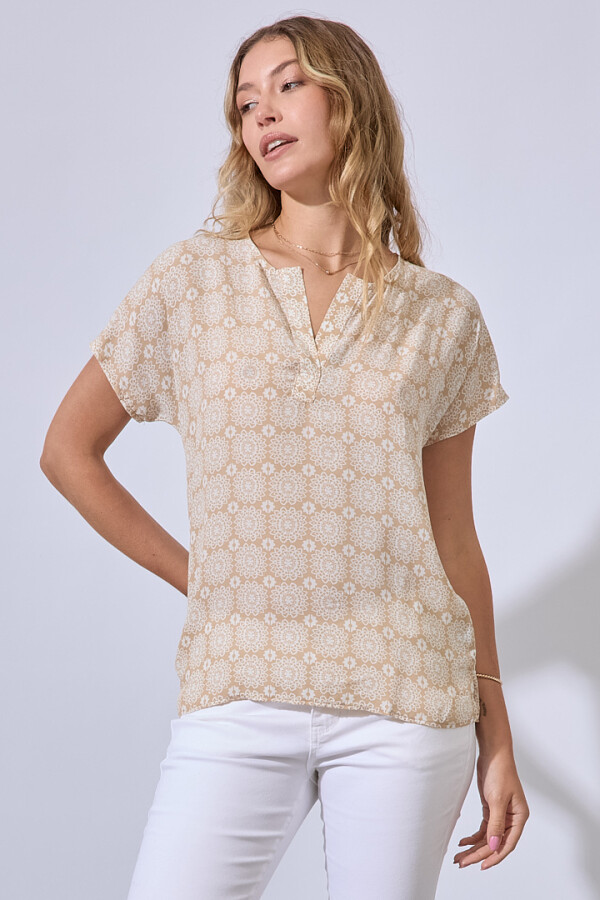 Blusa Mandala Print BEIGE/MULTI