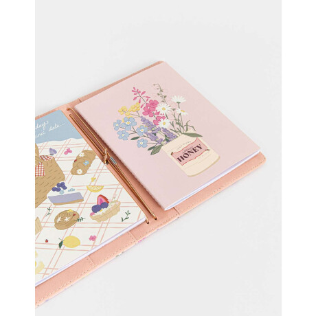Set De Dos Cuadernos Con Cover De Pu Estampada Rosa Claro