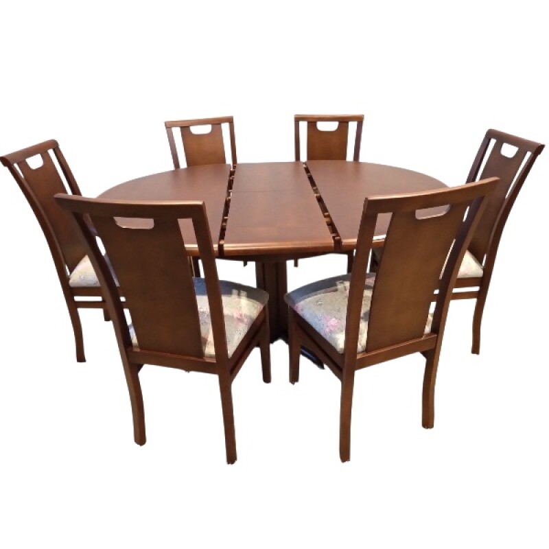 Juego de comedor mesa redonda extensible 6 sillas uñero Juego de comedor mesa redonda extensible 6 sillas uñero