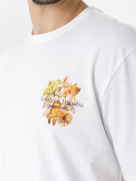 T-SHIRT FLEURS BLANCO