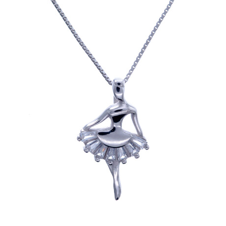 Cadena y Dije de Plata 925 rodinada y circonia, BAILARINA Cadena y Dije de Plata 925 rodinada y circonia, BAILARINA