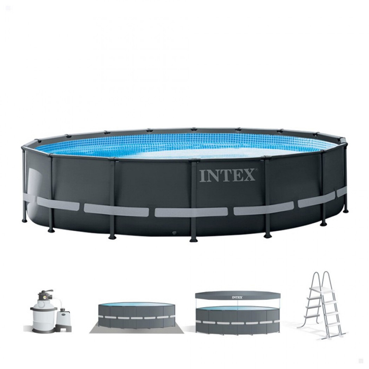 Piscina Estructural Intex 488x122 cm - Gris Oscuro 