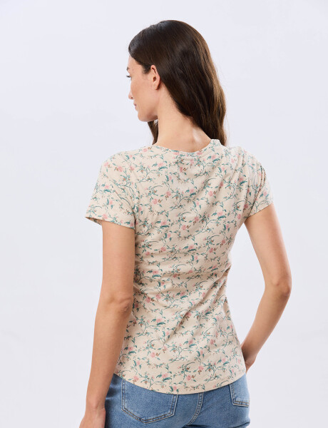 REMERA ESTAMPADA DE ALGODÓN Beige