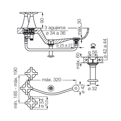 Griferia De Bidet Cromo Bimando Linea Alesia Fv 000