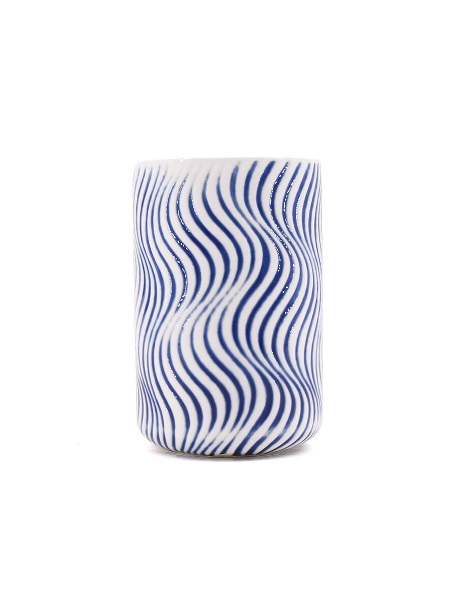 PORTACEPILLO CERAMICA ONDAS - AZUL 