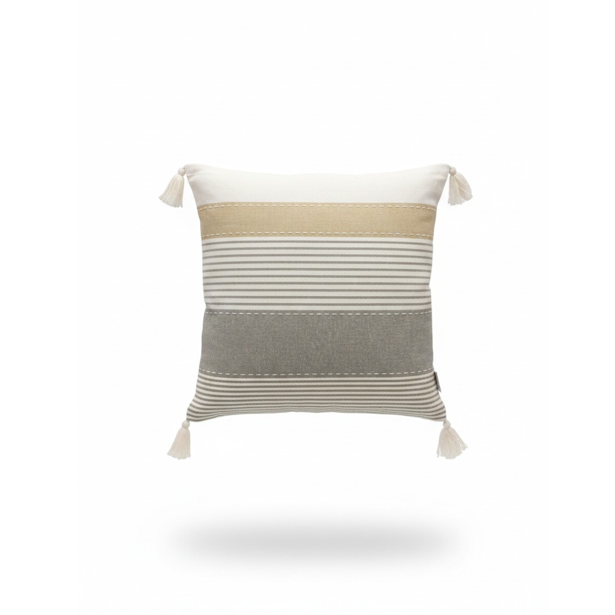 COJIN CUAD GRIS COMB C/BORLAS 40X40CM 