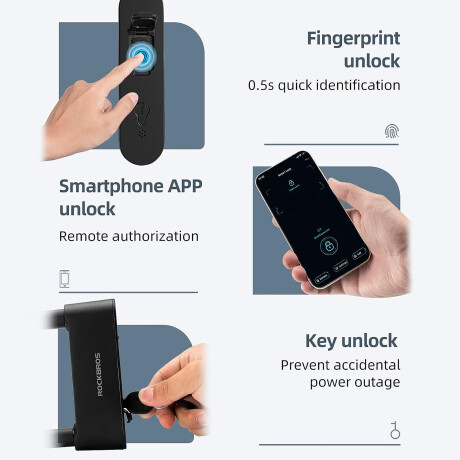 Candado En U Para Bicicleta Rockbros Smart U-Lock Con Huella 001