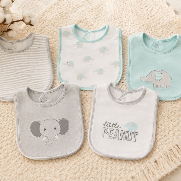 Baberos x5 hudson baby elefante