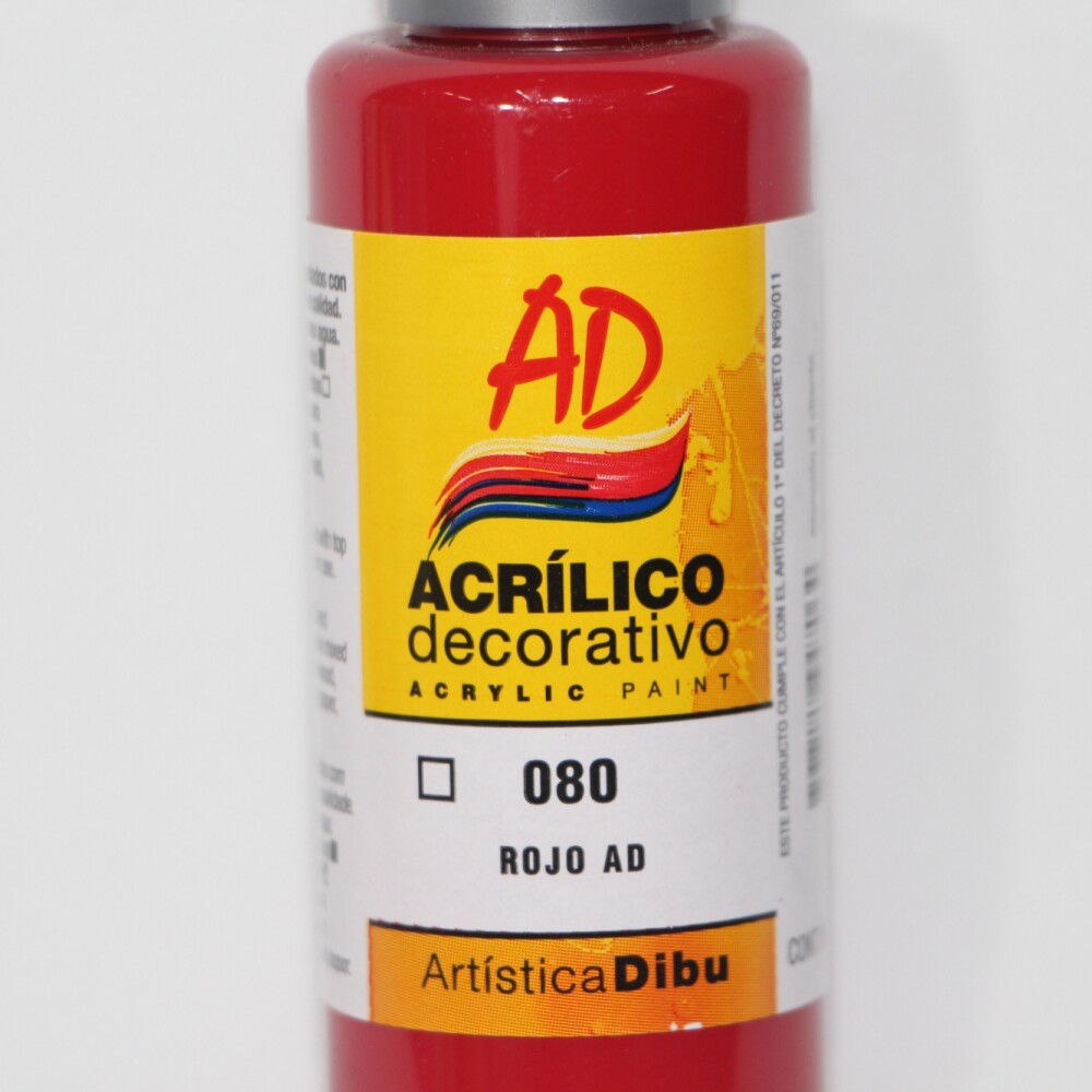 PINTURA ACRILICA ARTISTICA DIBU 60 ML. DIFERENTES COLORES COLOR ROJO AD 080