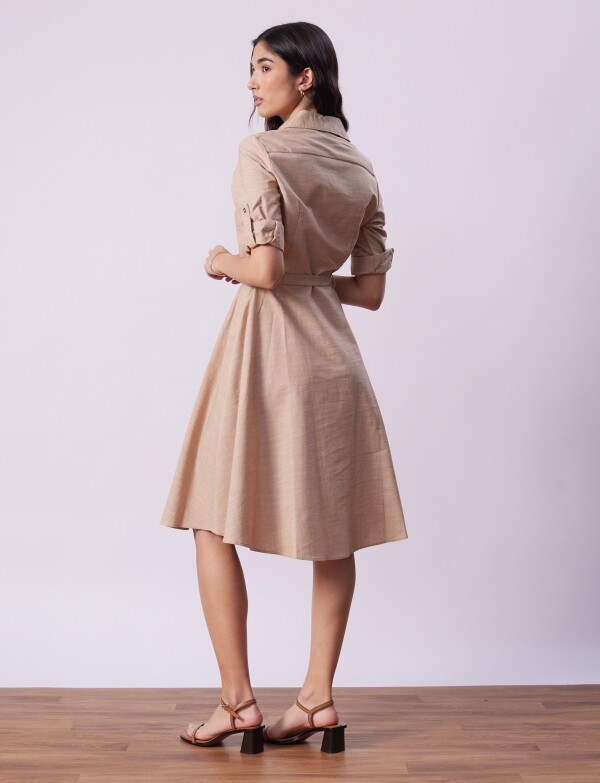 Vestido Camisero Lazo BEIGE
