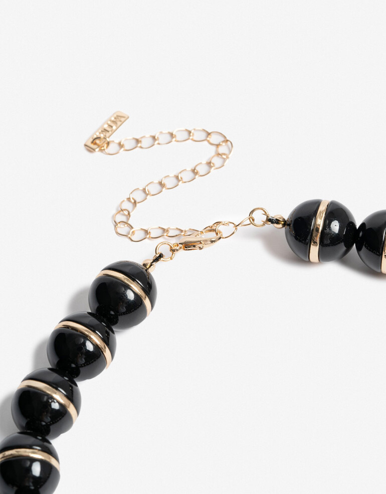 Collares Cortos Color Collar Corto Bolones - Negro