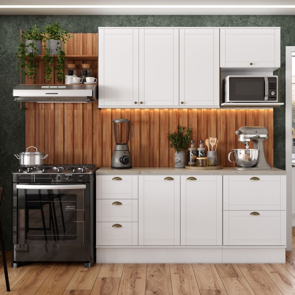 Bajo Mesada 3 Cajones + 2 Puertas (Con Tapa) - Linea Americana Blanco