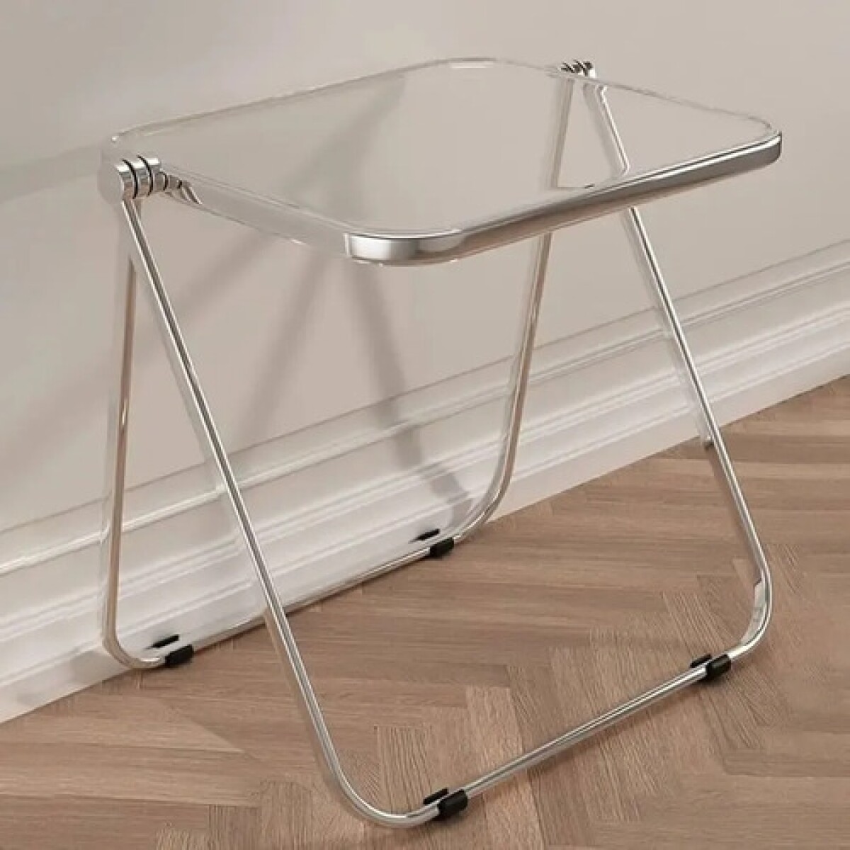 Mesa ComboHome Plia Acrílico Metal Plegable 65x50 Premium - Plateada 