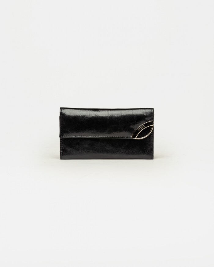 Billetera Katy en cuero liso Negro