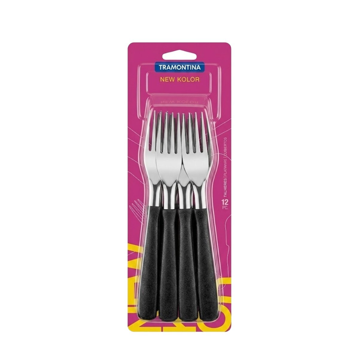 TENEDOR NEW KOLOR NEGRO 12 PIEZAS 