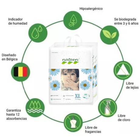 Pack X64 Pañales Nateen Ecológico Talle L 001