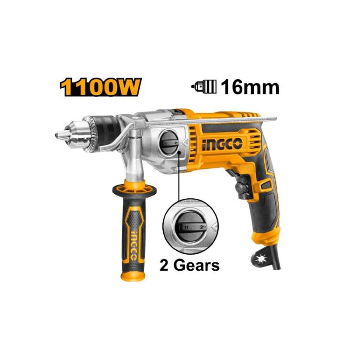 Taladro percutor 5/8" 1100W con 2 velocidades - ING0625 