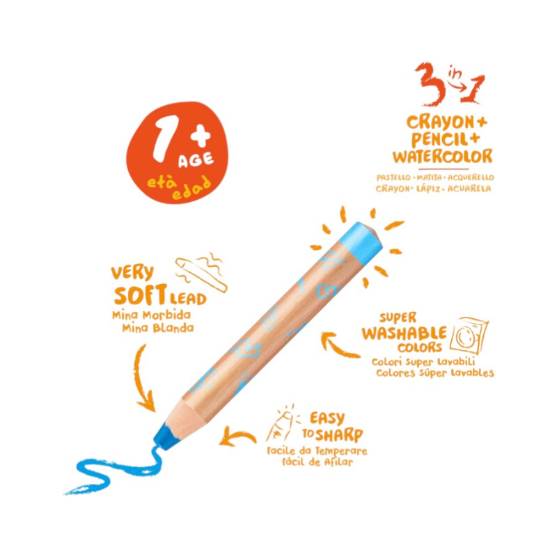 Carioca Baby Lápiz Cera 3 En 1 - 6 Colores Carioca Baby Lápiz Cera 3 En 1 - 6 Colores