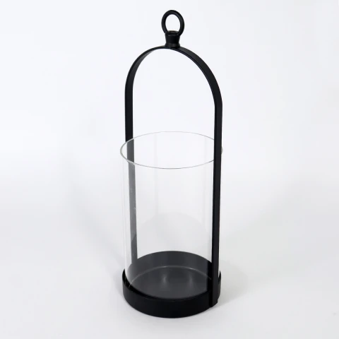 PORTA VELA METAL NEGRO/VIDRIO 10X10X27CM Unica
