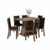 Juego de Comedor Mesa de Madera 6 Sillas Rustico Negro