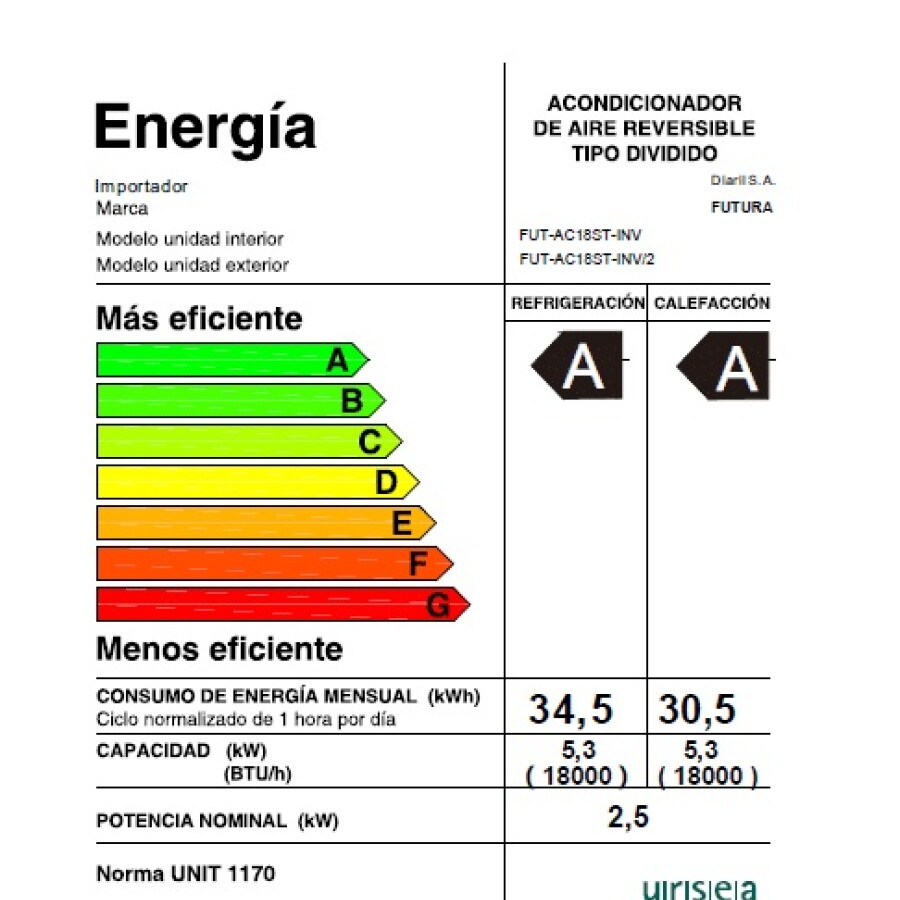 Aire Acondicionado Futura FUT-AC18ST-INV 18000 BTU Aire Acondicionado Futura FUT-AC18ST-INV 18000 BTU